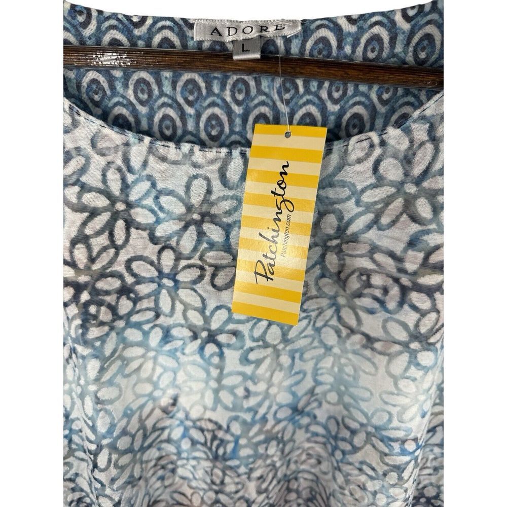 Adore Floral Art Abstract TUNIC - Size L Short Sleeve Burnout Hippie Boho - Picture 5 of 8